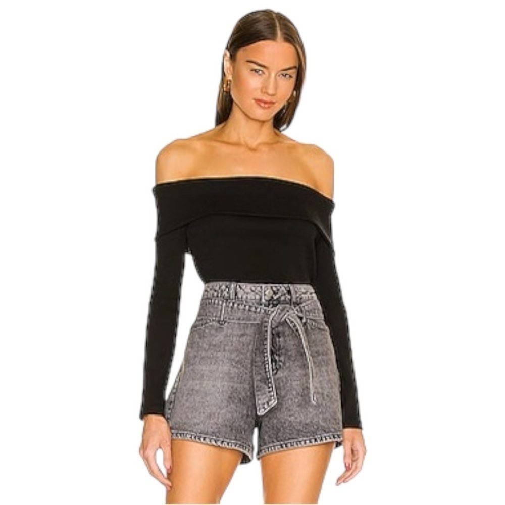 Veronica Beard ✘ NWT Black Off The Shoulder Fawsett Long Sleeve Foldover Top, L - Picture 8 of 8